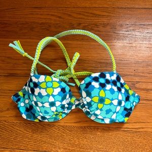 NWOT Aerie Blue & Green Floral Bikini Top Size 34A